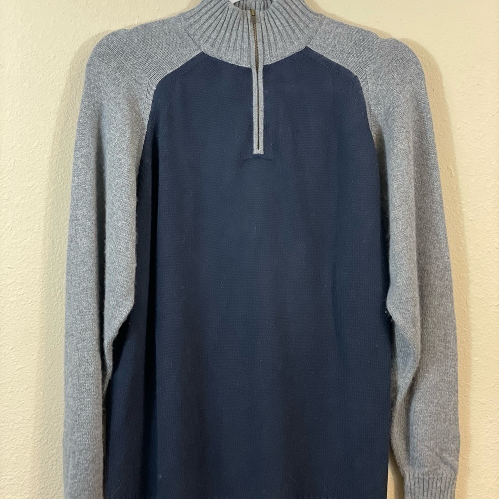 Harold Powell Cashmere Silk Blend 1/4 Zip Mock neck pullover sweater, sz M EUC